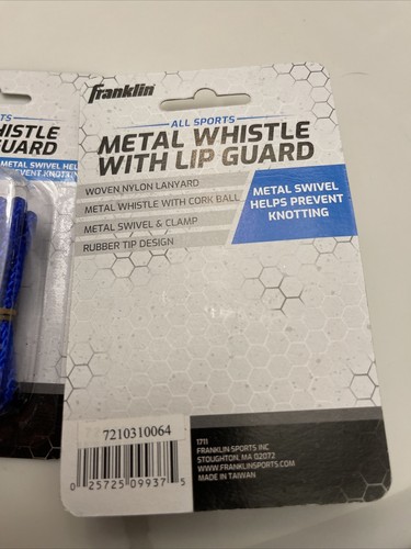 Set Of 2–Franklin Sports All-Sport Metal Whistle with Lip Guard, New - Picture 2 of 3