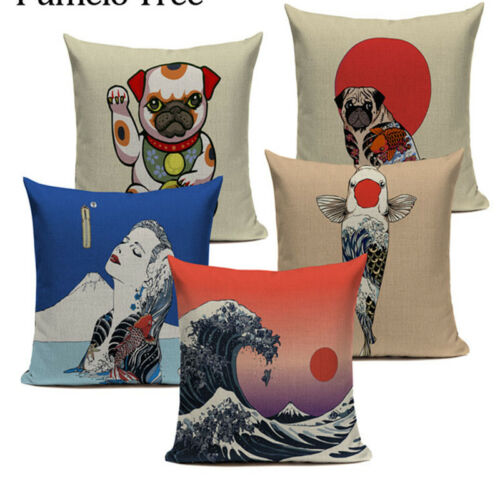 Pug Dog High Qualityfashion Ethnic Style Japanese Cushion Cover Animal Lovely - Picture 1 of 36