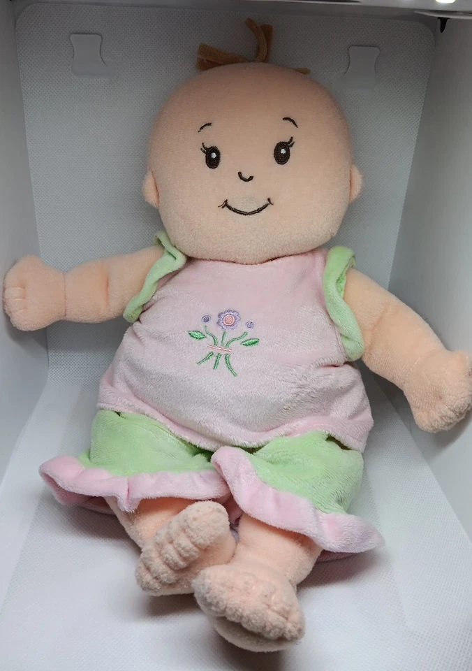 Lote de 2 juguetes Manhattan muñeca Baby Stella cara bordada suave boca magnética Foto 3 de 4