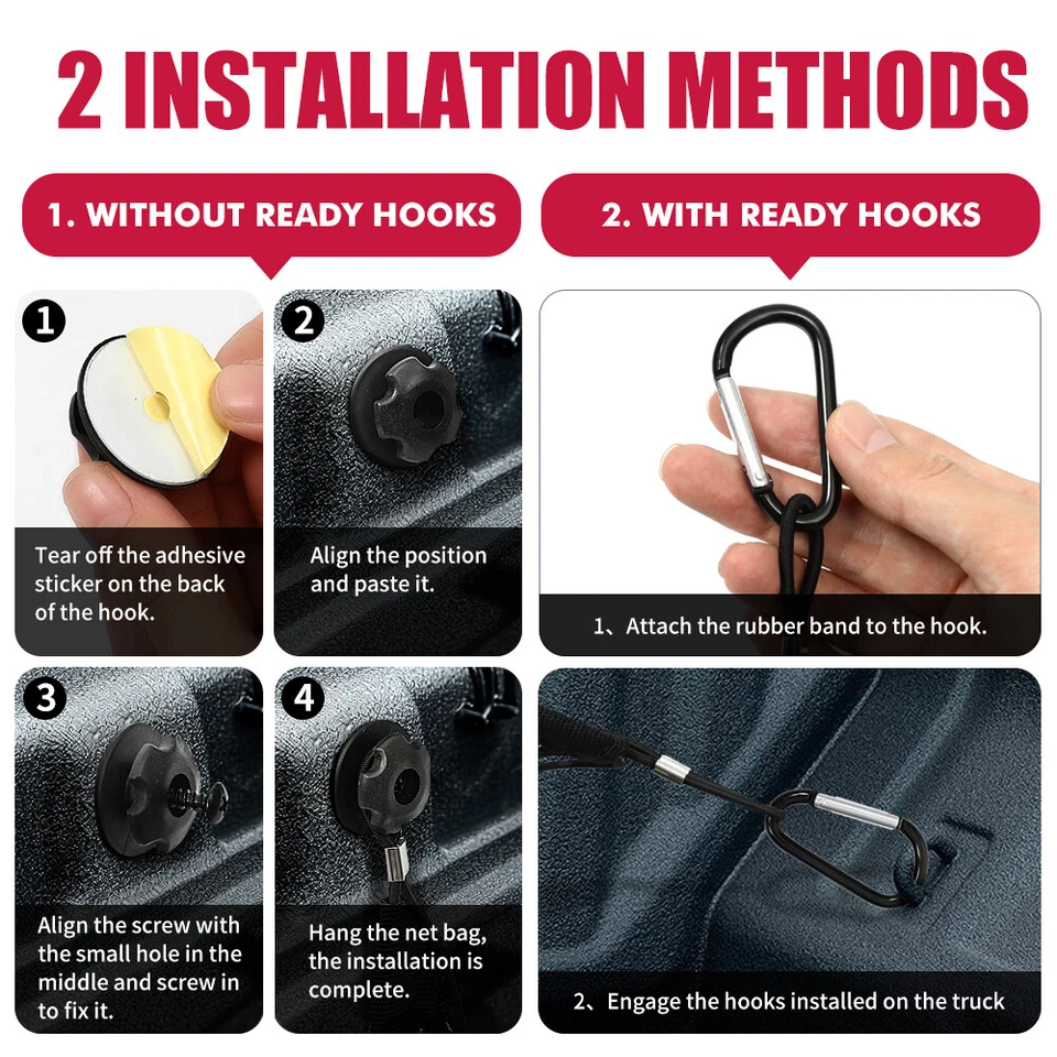 Red de carga de malla estilo sobre maletero trasero de 3 bolsillos para Ford F-150 Lariat STX Foto 4 de 4