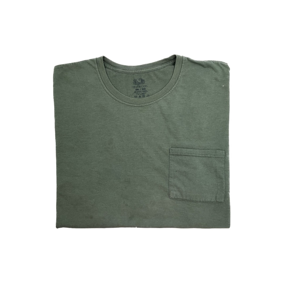 Fruit of the Loom Pocket Tee - Vintage XXL Solid Green Work T