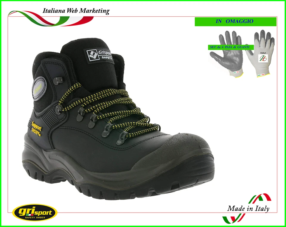 SCARPE ANTINFORTUNISTICA GRISPORT 703 CORTINA S3 + GUANTI LAVORO - Immagine 2 di 4