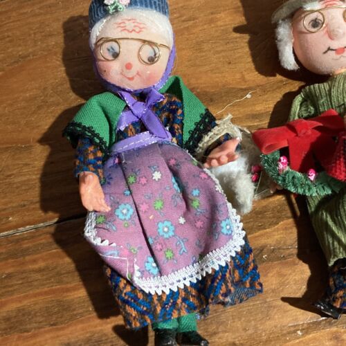 1980s Kurt Adler Fabric Doll Old Couple Christmas Holiday Ornament Grandparents - Picture 2 of 11