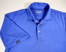 Straight Down Performance Golf Polo Shirt Men's Size Large Solid Blue Wicking