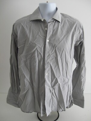 Aquascutum Herren Hemd Classic Fit Grau Größe 16''/40cm Langarm Knopfleiste