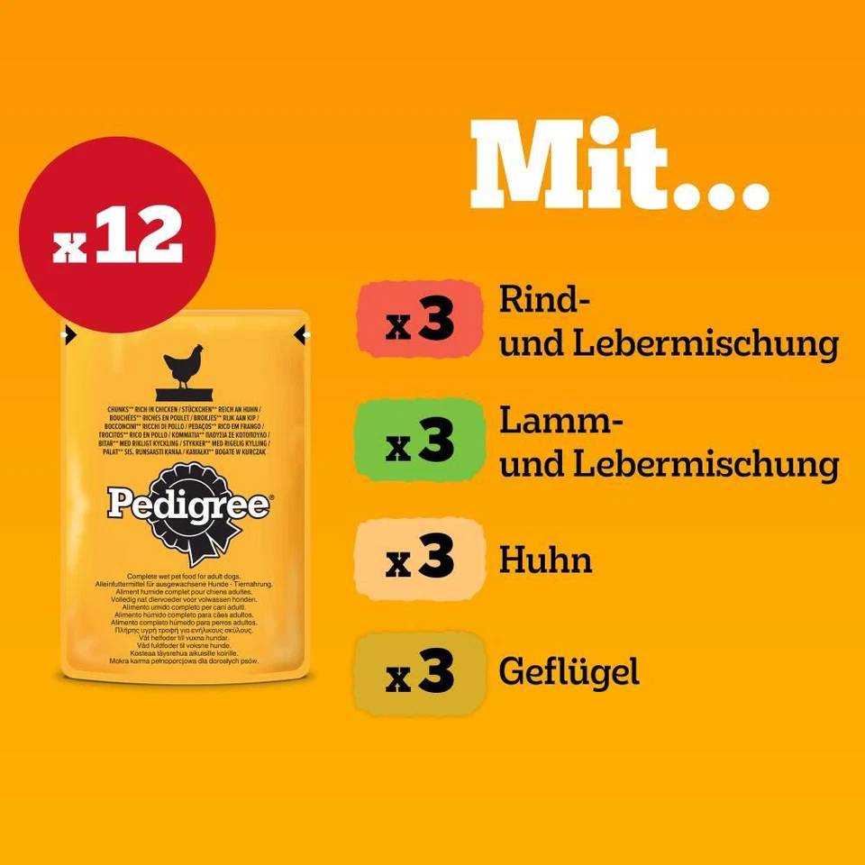 PEDIGREE SENIOR Nassfutter für Hunde mit Fleisch & Geflügel in Gelee 96 x 100g - Bild 3 von 4