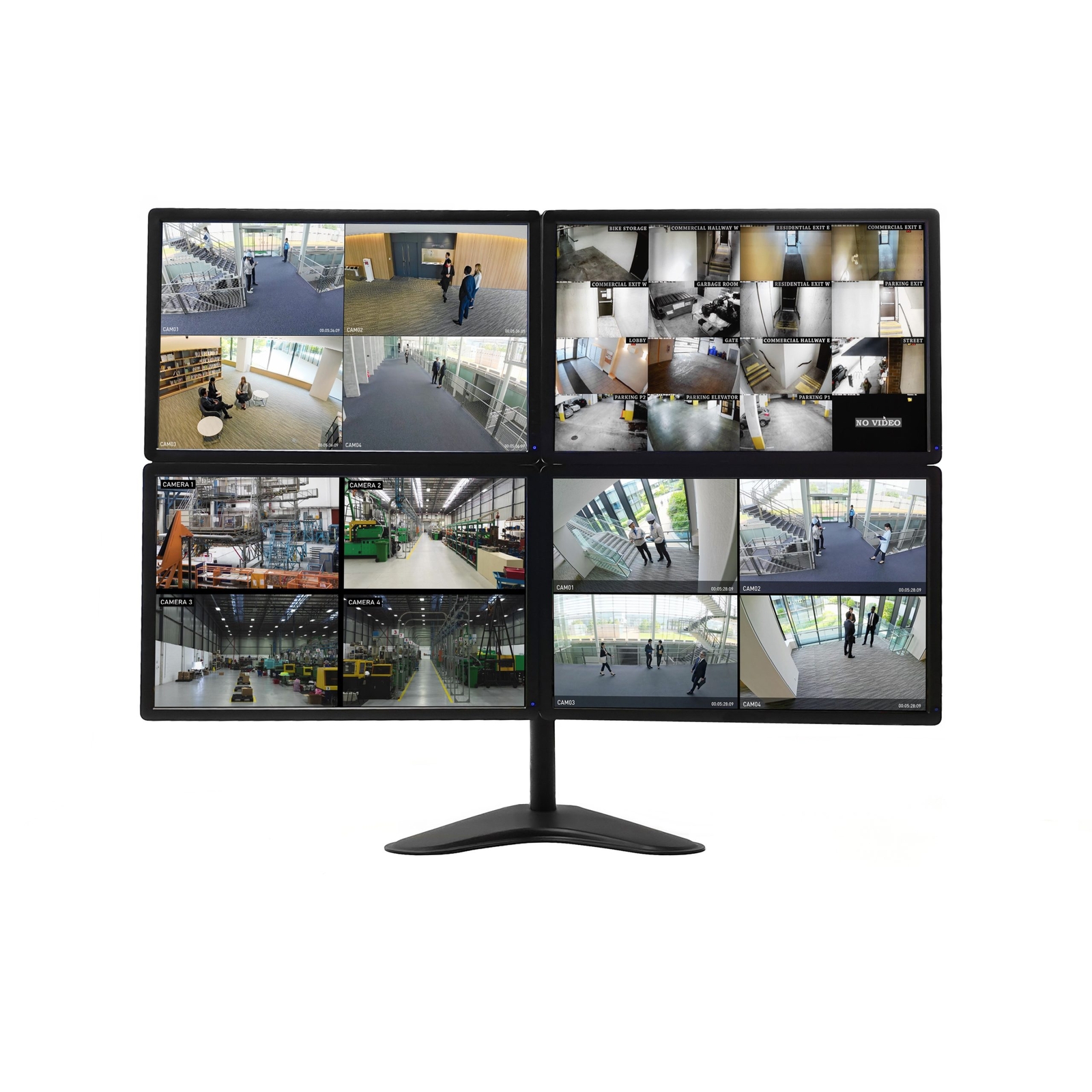 CCTV Monitoring Quad HD Monitor Array - 4 x 23"" Monitors - DisplayPort