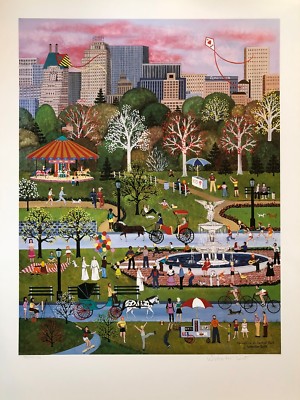 Jane Wooster Scott Signed & Numbered L/ED Lithograph Spring Time In Central Park