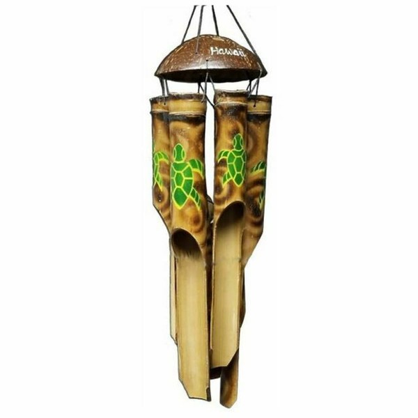 KC Hawaii Wind Chime Carved Bamboo 30.5 Inch Honu Turtle for sale