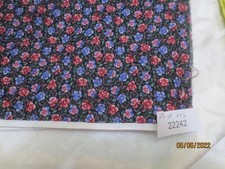 2 yds 27" x 42" Vintage Cranston Calico Fabric Pink Purple flowers on blue