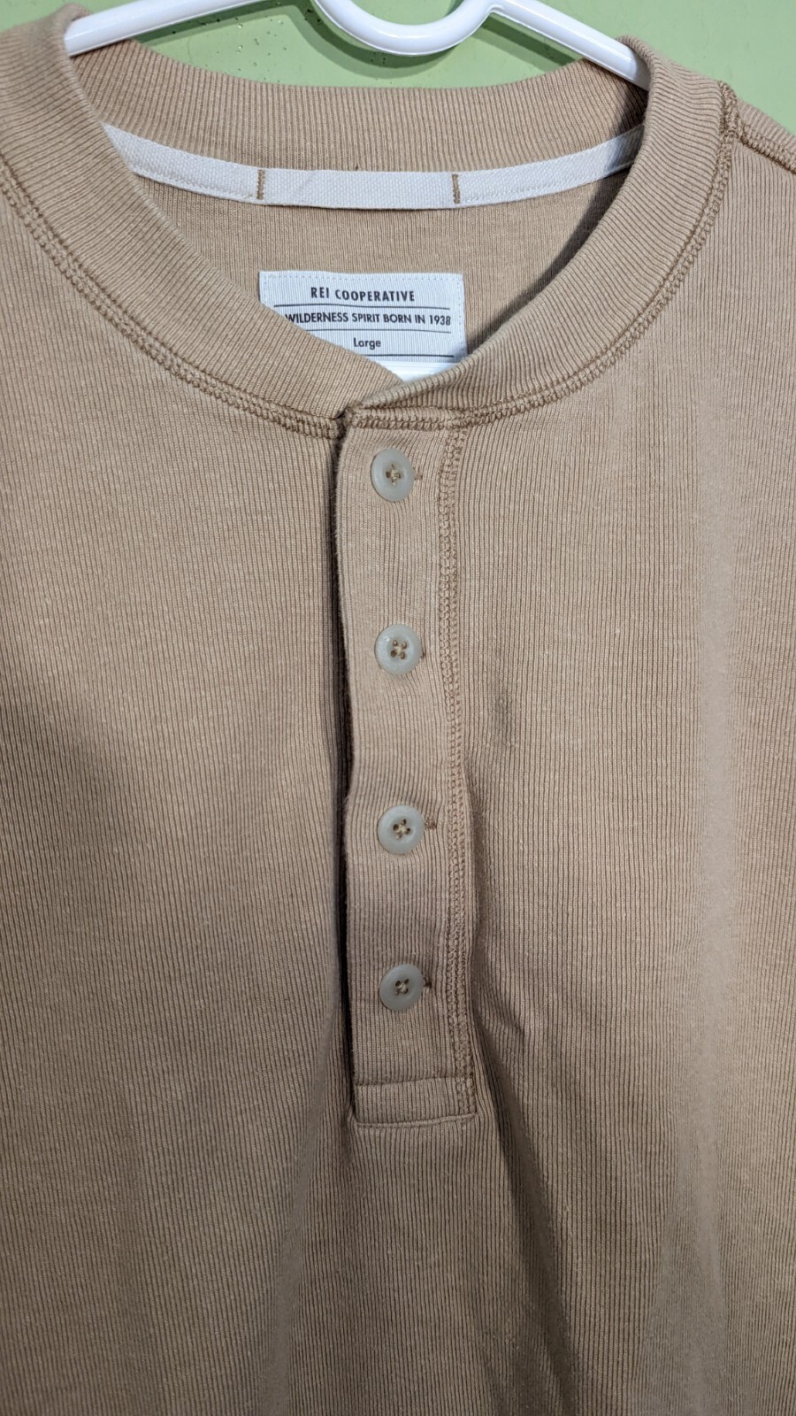 REI Co Op Henley Shirt Long Sleeve Womens Large Tan H… Gem