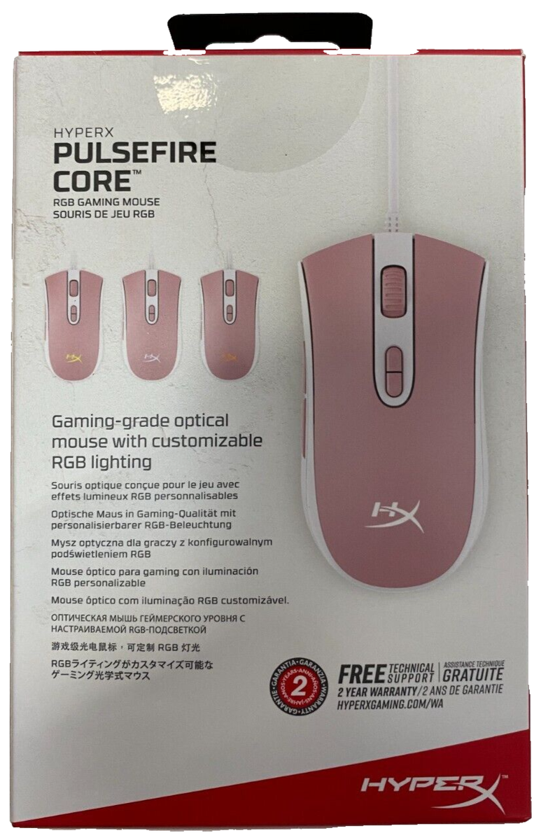 HyperX Pulsefire Core RGB Gaming Mouse Programmable Buttons Pink