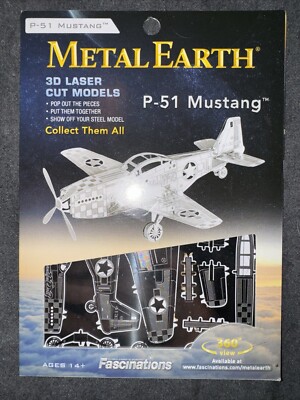 Fascinations Metal Earth P51 P-51 MUSTANG Plane 3D Laser Cut Steel Model Kit