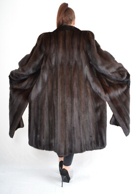 US5109 REAL SAGA MINK FUR COAT RANCH MINK JACKET SIZE XL
