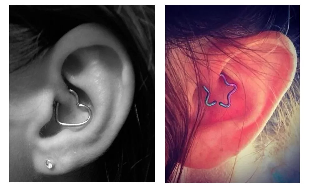 Earring Helix Heart Star Shape Ear Cartilage Tragus Daith Piercing