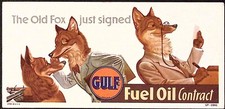 The Old Fox Just Signed Gulf Fuel Oil Contract Ink Blotter Anthropomorphic Foxes