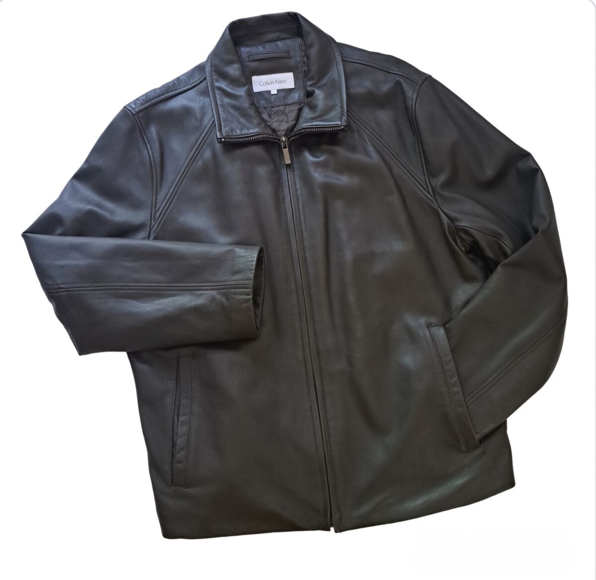 Vintage Y2K Calvin Klein Leather Jacket Men's Size L Brown Vintage Y2K Calvin Klein Leather Jacket Men's Size L Brown