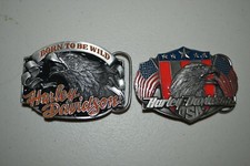 1989 1992 Siskiyou Harley Davidson Eagle Head Belt Buckles Lot of 2