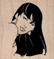 Long Haired Lady 2 x 2" Rubber Stamp, Lady Stamp, Model Stamp, Woman Stamp