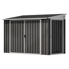 All-Weather Steel Storage Shed 8x4 ft Garden Organizer with Double Doors & Vent