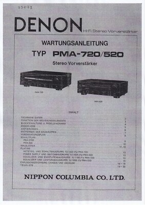 Service Manual-Anleitung für Denon PMA-720, PMA-520 