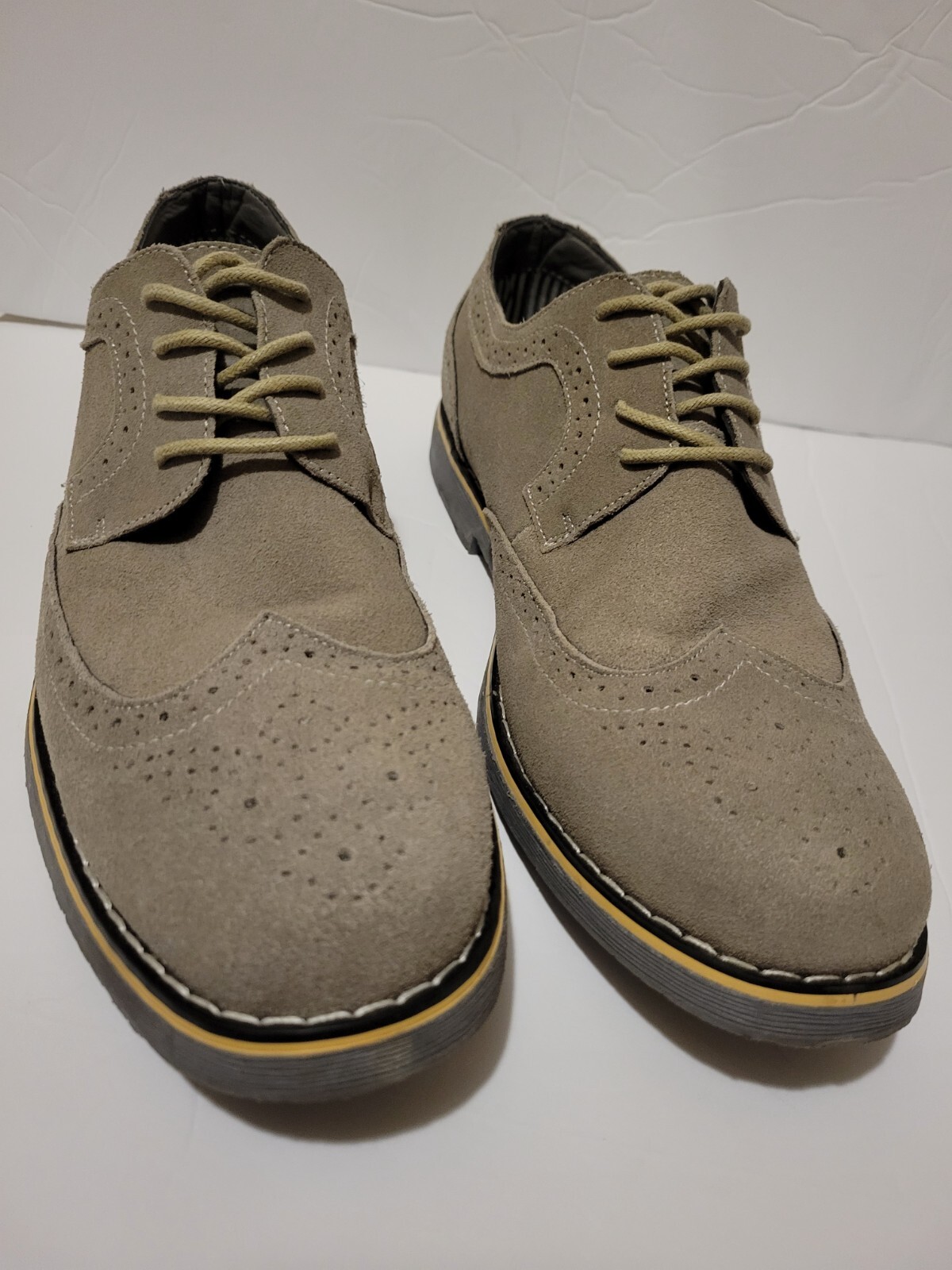 SAOLA Abito da uomo svizzero alpino grigio originale pelle scamosciata brogue stringato Oxford taglia 9