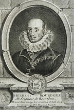 PIERRE DE BOURDEILLE SEIGNEUR DE BRANTOME (1540-1614) PORTRAIT ENGRAVING FROM 1770
