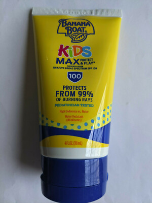 3 PACK Banana Boat Kids Max Protect and Play Lotion SPF 100 4 oz (118 ml)