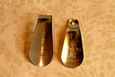 2 Vintage Advertising Metal Shoe Horns "The Walk-Over Shoe" "Walk Over Shoes"