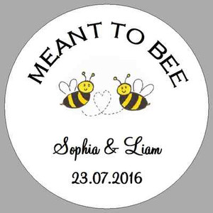 24x SMALL CIRCULAR MEANT TO BEE STICKERS WEDDING FAVOUR LABELS BEES ...