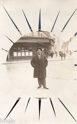 BK041 Carte Photo vintage card RPPC Homme mode fashion rue street