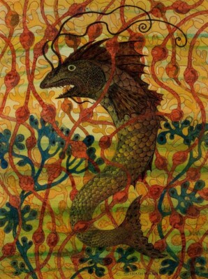 Carl Strathmann Fish in Aquatic Plants 1900 Symbolist Art Nouveau Fantasy Giclee