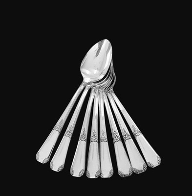 Set of 8 Vtg 1939 Wm A Rogers Sectional Rio Oneida Ltd Silverplated Teaspoons