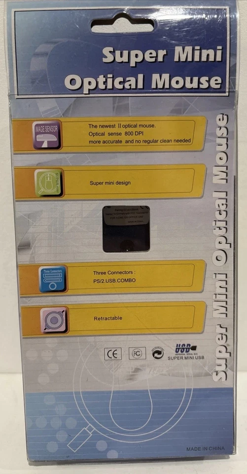 Mini (Wired) Travel Mouse with Optical Scroll and Retractable USB Cable- New - Image 4 of 4