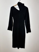 A.L.C. Shoulder Cutout Sweater Midi Dress Womens S Black Long Sleeve