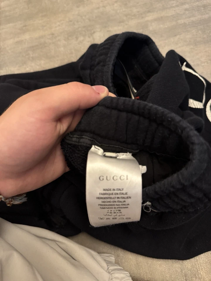 Calça de moletom preta Gucci algodão raro tamanho médio feita na Itália - Imagem 3 de 4