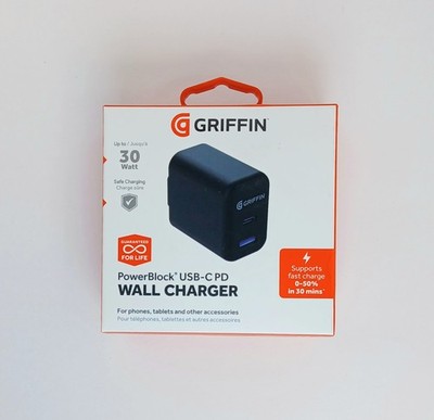 Griffin PowerBlock USB-C PD 30W FAST Wall Charger Foldable - Black