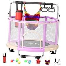 55" Toddler Mini Trampoline for Kids, Indoor Outdoor Toys with Pink-Purple