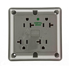 Leviton 20A 125V Hospital Grade Quadplex Outlet, Gray (1-Pack) 21254-HGY