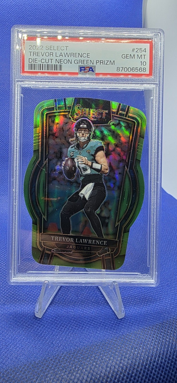 Trevor Lawrence 2022 Select Neon Green Die Cut Prizm prizm #254 # 260/299 PSA 10