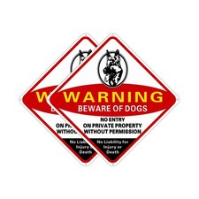 Dog Signs 2 Pack - Beware of Dog  No Trespassing - Reflective Metal with P...