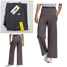 Adidas Women's Wide Leg Pants with Zip Up Pockets, Color Gray Strata, Size Small