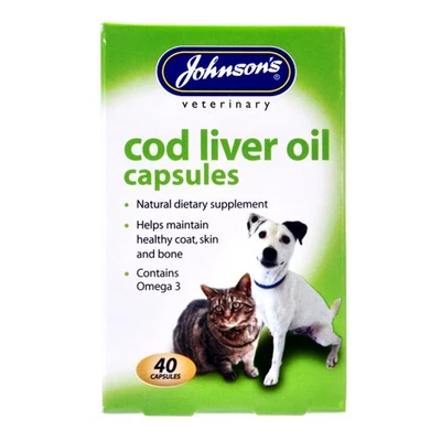 JOHNSONS COD LIVER OIL CAPSULES CAT DOG SUPPLEMENT HEALTHY SKIN 40/170 Tablets