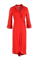 Ganni Polka-Dot Wrap Midi Dress Fiery Red Viscose Women's Size Medium New $336