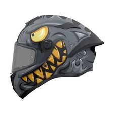 MT Targo S Angel & Demon Grey/White  Motorbike Full Face Helmet  Two Face Helmet