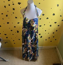 Plus Size Halter Maxi Dress Womens XXL Tropical Print Vacation SHEIN 