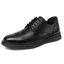 Men's Dress Sneakers Lightweight Casual Business Wingtip Oxford Shoes All Black