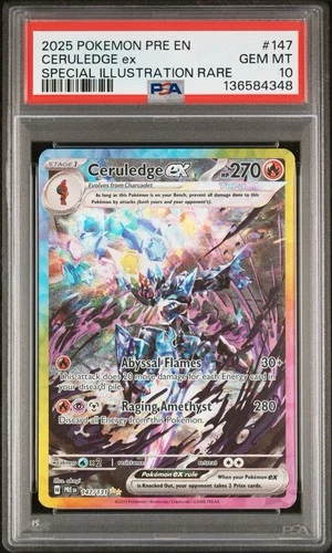 Pokemon 2025 Ceruledge ex 147/131 SIR Prismatic Evolutions GEM MINT PSA 10