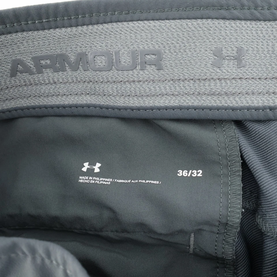 Pantalones de rendimiento de golf Under Armour para hombre 36x32 calce recto frente plano gris oscuro Foto 4 de 4