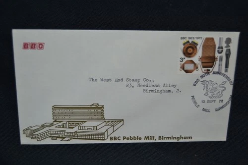 GB first day cover 1972 BBC with Pebble Mill cancel on special BBC cover